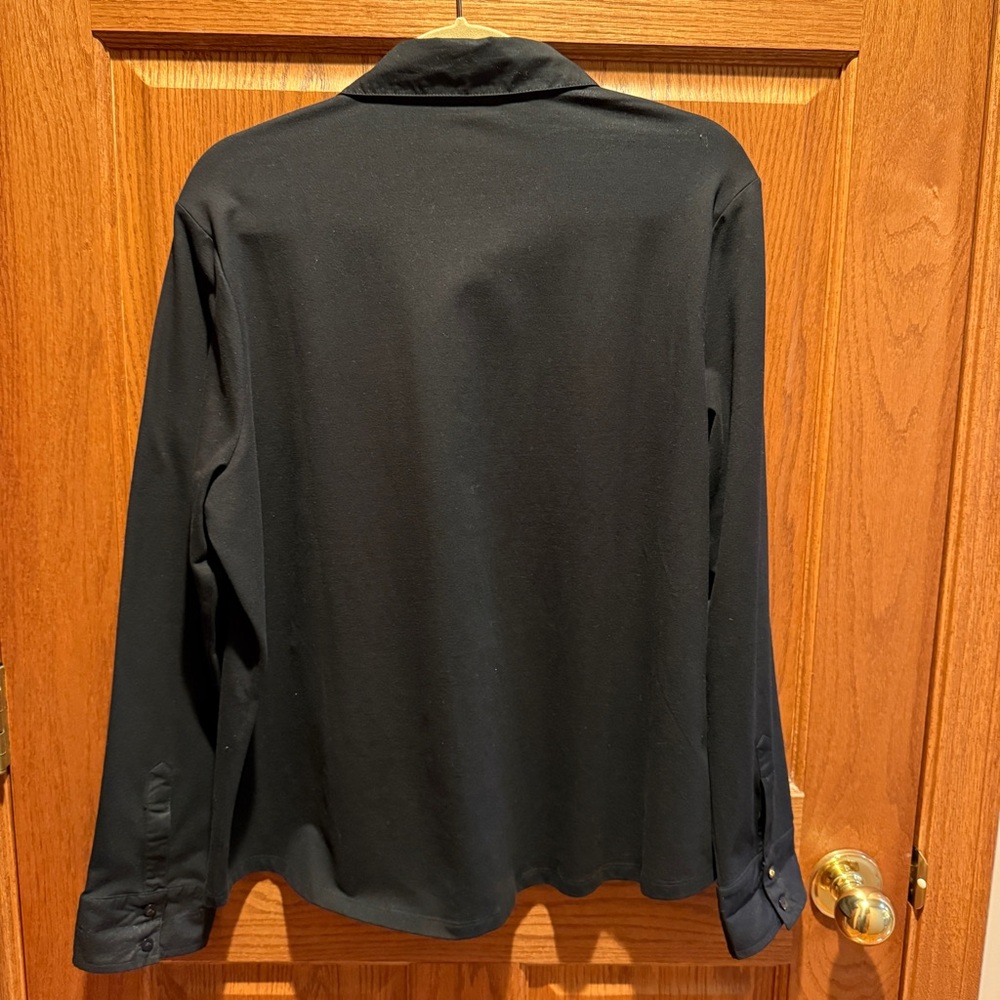 Chico's Black button down top with embroidery emb… - image 2